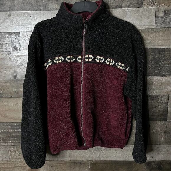 VTG USA Full Zip Sherpa Jacket Womens Large - Picture 1 of 3